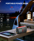Beast Jump Starter With Air Compressor 160 PSI for cars 7.0L gas and 6.0L diesel on wooden table with phone charging