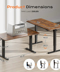 Wide 55 By 27.6 Inch Electric Standing Desk With Deep Desktop Height Adjustable Sit Stand Computer Desk For Home Office And Gaming Two Side Hooks Three Preset Heights Rustic Brown product dimensions
