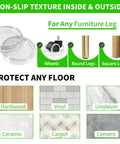 Straight Up Floor Savers Round Rubber Furniture Caster Cups 12 Piece Set clear non slip coasters for various furniture legs.