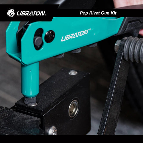 Heavy Duty Rivet Gun Kit With Ergonomic Grip And Safety Lock, Pro Grade Pop Rivet Tool For Quick Riveting in action.