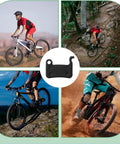 Cyclists using 4 Pairs Resin Disc Brake Pads For MTB Mountain Bikes, shown with quiet, durable replacement pads compatible with Deore XT.