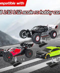 Pro RC Car Work Stand Repair Station with RC cars in 1/8, 1/10, and 1/12 scale models for trucks and buggies on display.