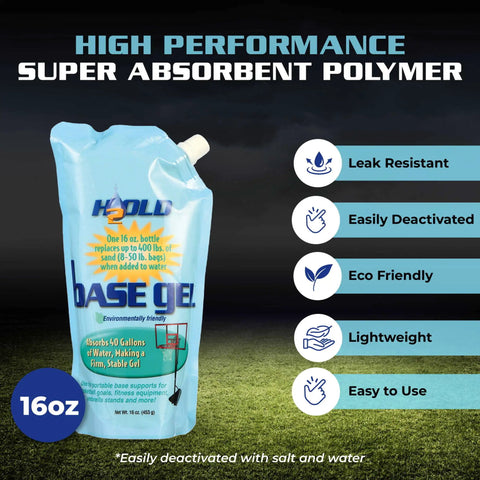 Ballast Gel For Basketball Hoops And Sign Bases, 16 oz bag, super absorbent polymer, replaces sand or water, eco-friendly features