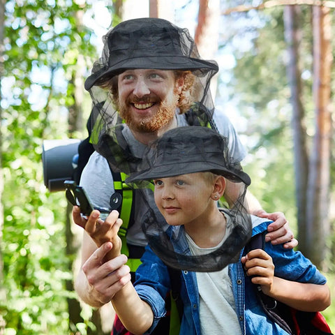 Premium Mosquito Head Net 2 Pack for Camping Hiking Fishing Gardening Safari fits all hats for men and women outdoors