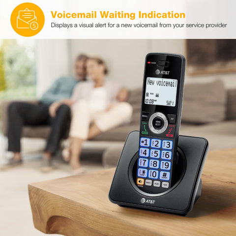 Top Shelf Five Handset Landline Phone System That Straight Up Blocks Spam Calls features voicemail waiting indication on display.