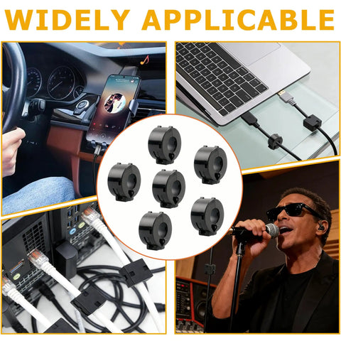 Six Pack 15mm Clip On Ferrite Ring Cores For RFI EMI Noise Suppression on cables in cars, laptops, audio setups, and home theaters