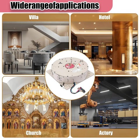 Image of 2 In 1 Chandelier Hoist System With Remote And Wall Switch For Pendant Lamps showing applications in villa, hotel, church, factory