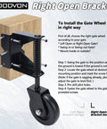 Right open bracket heavy duty gate wheel casters for outdoor wooden and fence gates, spring loaded wheel with 360 degree swivel