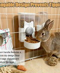 Premium Gravity Feeder And Water Dispenser Set Keeps Your Fur Babies Fed And Hydrated Automatic Small Pet Food Bowl And Station For Rabbits Guinea Pigs Chinchillas Puppies, with rabbit using the gravity food tray.