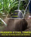 Corded Electric Garden Tiller And Cultivator With Steel Tines, 16 Inch Width And 13.5 Amp Motor Delivers 370 RPM in action
