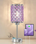 Touch Control Crystal Table Lamp Set Of 2 Black Nightstand Lamps With USB C And USB A Charging Ports Dimmable Bedside Decor Lamps