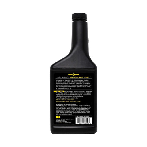 All Seal Stop Leak Preventer for Engine, Transmission and Power Steering, 8 Oz Quick Fix to Seal Gaskets and O-Rings, Versatile for Cars, Trucks, SUVs and Motorcycles, Single Bottle, back label