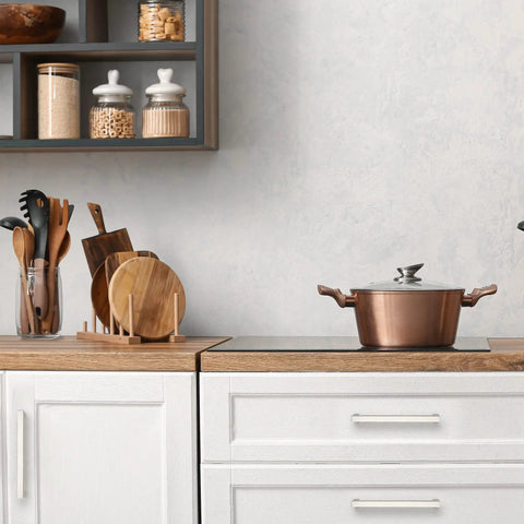 Modern kitchen with 30 Pack 6-1/4 Inch Square Cabinet Handles in Brushed Nickel Stainless Steel on white cabinets