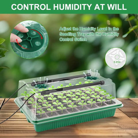 2 Pack 80Cell Seed Starter Tray With Timed Grow Light System, Humidity Domes And Base, Indoor Mini Greenhouse with sprouts