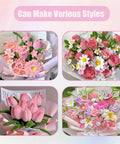 400 Pieces Pipe Cleaners Craft Set With Four Assorted Pink Fluffy Chenille Stems For DIY Flower Making Kit, Floral Wires, Stamen, Ribbon, Gardening Tape, Glue Stick, Instruction Manual, And Gift Packaging For Creative Decor; pink bouquet samples