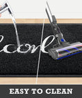 Black Door Mat For Entryway And High Traffic Areas, Non Slip Indoor Outdoor Welcome Mat With Low Profile Design cleaning demonstration