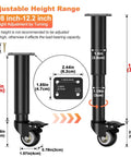 Adjustable Furniture Legs With 2.36 Inch Swivel Casters Heavy Duty Replacement Feet, height range 7.08-12.2 inches.