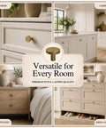 Four Pack Cabinet Drawer Knobs With Round Pulls For Closet Featuring Slick Brushed Antique Brass Finish Premium Aluminum Alloy Hardware No Fuss Install Rock Solid Grip on drawers and cabinets.