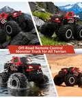 Amphibious RC Monster Truck 1 16 Scale on rocks, snow, water, and desert terrain showcasing all-terrain capability.