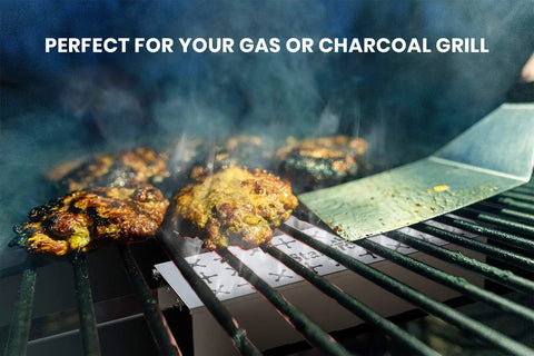 Stainless Steel Smoker Box For Gas Grilling With Double V-Shape Design And Hinged Lid enhancing flavor on charcoal grill