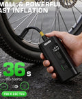 Using 2 In 1 Mini Electric Bike Pump With LED Headlight And Digital Gauge Portable 150 PSI Tire Inflator Auto Shut Off