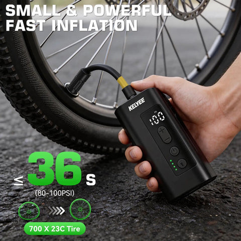 Using 2 In 1 Mini Electric Bike Pump With LED Headlight And Digital Gauge Portable 150 PSI Tire Inflator Auto Shut Off
