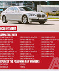 Vehicle fitment chart for Vanos Solenoid Oil Control Valve Set Two Pack, compatible with various BMW models.