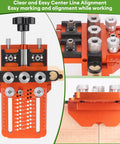 Adjustable Dowel Jig Kit With Quick Positive Stop And Clamp For Precision Woodworking showing drill bushes and alignment features.