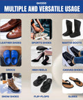 Various shoes and boots types showing Heavy Duty Shoe Glue Crystal Clear Fast Dry Bond For Sneakers Boots Heels Crocs And More Strong Flexible Repairs That Wont Stiffen Soles Water Resistant Extreme Condition Ready Long Lasting Fix
