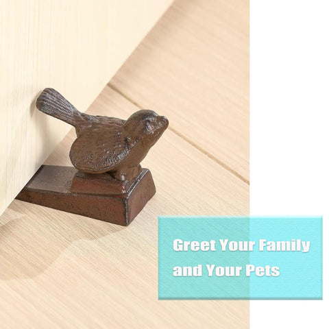 Vintage Cast Iron Bird Door Stopper Set Heavy Duty Metal Door Stop With Handle No Drilling Required under door