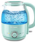 Super Fast Boil Electric Glass Kettle 1.2L 1200W with adjustable temperature control and keep warm mint finish BPA free borosilicate glass