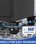 Tough As Nails 30 Inch Tool Storage Cabinet Featuring Heavy Duty Steel Build And Roll Smooth Lockdown Casters For Effortless Mobile Workshop Organization In Black with 360-degree rotating wheels.