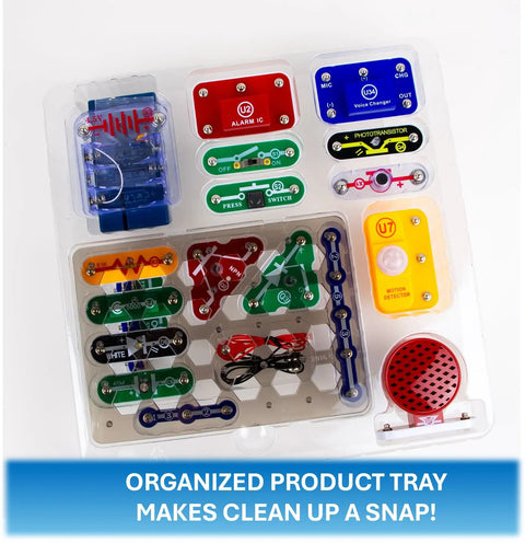 Spy Kit For Kids With 25 Plus Secret Agent Missions Cool STEM Toy To Build Real Motion Detectors Voice Changer Trip Wires Alarms Vibration Sensor And Light Or Sound Alerts organized product tray