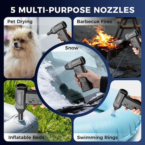 Beast Mode Cordless Air Duster With 130000 RPM Brushless Motor used on pet, snow, barbecue, inflatables, and pool toys