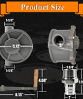 NPT Thread Gas Caddy Pump Kit With Rotary Hand Oil Transfer Pump For 10-55 Gallon Caddies Aluminum Body 1.25 Inch Outlet Quick Fuel Transfer For Gas Diesel And Non-Corrosive Oils Light To Medium Viscosity. product size dimensions