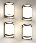 LED Outdoor Wall Mount Light Fixture In Oil Rubbed Bronze Finish, Easy Install, 15W Color Temperature Selectable 3000K 4000K 5000K, ETL Listed Exterior Sconce For Front Door And Patio, UV Resistant PMMA Lens, 4 Pack shown mounted on wall