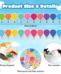 Back To School 24 Piece Magnetic Borders Set For Classrooms And Whiteboards With Kid Friendly Hot Air Balloon Design features size and details.