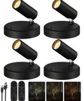 4 pack black cordless indoor spotlight kit with remote, 5500mAh rechargeable battery, wireless LED uplighting with timer, dimmable 3 CCT color temperature