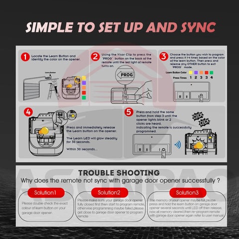 Setup instructions for Universal Garage Door Opener Remote That Plays Nice With LiftMaster Sears Craftsman, Learn Button guide.