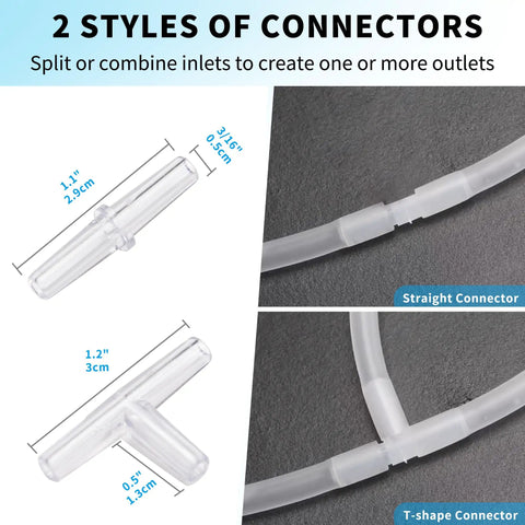 Pro Grade 25 Ft Three Sixteenth Inch Aquarium Air Hose Kit With Connectors Check Valve Control Valve Adapters Translucent