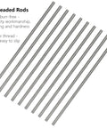 10 Pack M8 x 250mm Fully Threaded Stainless Steel Rods 304 Grade Right Hand Thread 1.25mm Pitch Long Threaded Screws for Anchor Bolts