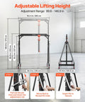 Workhorse Grade Adjustable Gantry Crane 4400 Lbs Capacity Portable Shop Lift Hoist With Manual Trolley Kit shown with lifting height adjustments.
