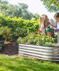 Open Base Galvanized Raised Garden Bed For Backyard Gardening 4 By 2 By 1 Ft Planter For Vegetables And Flowers installed in garden