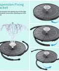 28 Inch Solar Powered Bird Bath With 3.5 Watt Fountain Kit And 8 Nozzles showing suspension fixing bracket system.
