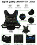Front and back of Hands Free Tactical Chest Pack for Men Lightweight Hydration Bag With Gear Holder, adjustable straps visible.