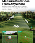 GenePro G1 Touchscreen GPS Rangefinder With Slope And 43,000 Plus Preloaded Courses showing distance measures on golf course.
