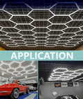 Plug In LED Hexagonal Honeycomb Garage Light Kit With 165 Tubes For DIY Setup Ultra Bright 6500K Daylight White Car Detailing Workshop Lighting For Gym Mall Basement KL L706B SW installed in garages