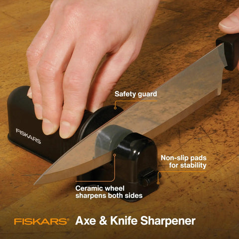 Rugged Axe And Knife Blade Sharpener With Ceramic Wheels For Outdoor Gear Safe Guard And Non Slip Base Easy To Use For Axes Machetes Hatchets And Knives In The Backyard Or Camp