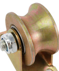 Heavy Duty 2 Inch U Groove Wheel Pulley Set, 8 Pack, 660 LB Capacity, 45 Steel, Sliding Gate Rollers With Bracket, Rigid Caster For Inverted Track, Rolling Gate, Industrial Machines, Wire Rope Rail close-up