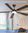 52 Inch Modern Ceiling Fan With Lights And Remote Control, Quiet DC Reversible Motor, shown in a living room setting